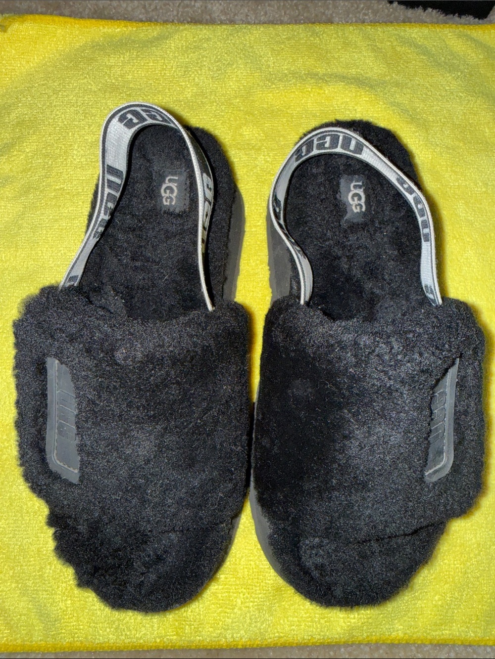 UGG Black Shearling Slingback Slide Slippers